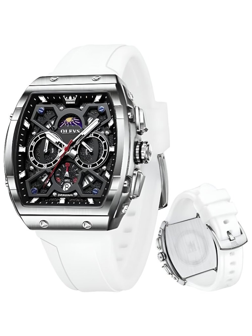Mens Watches Stylish Chronograph Waterproof Luminous Silicon Strap